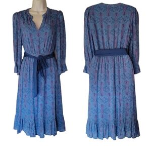 Anthropologie Blue and Pink Midi Dress